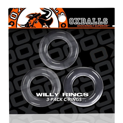 Oxballs WILLY RINGS 3-pack cockrings Black White Clear Police