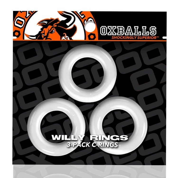 Oxballs WILLY RINGS 3-pack cockrings Black White Clear Police